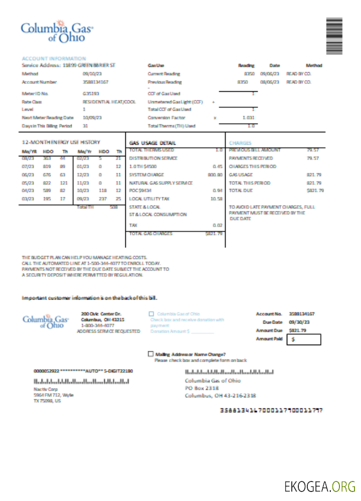 Projet de loi sur les services publics de Columbia Gas of Ohio, SCR